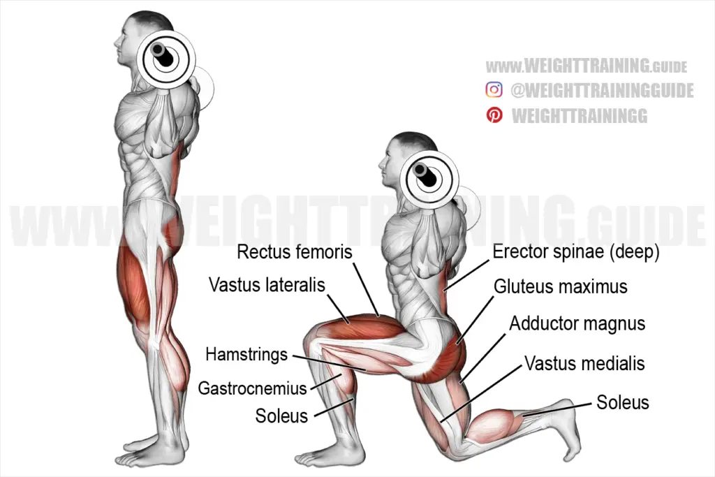 Barbell lunge exercise