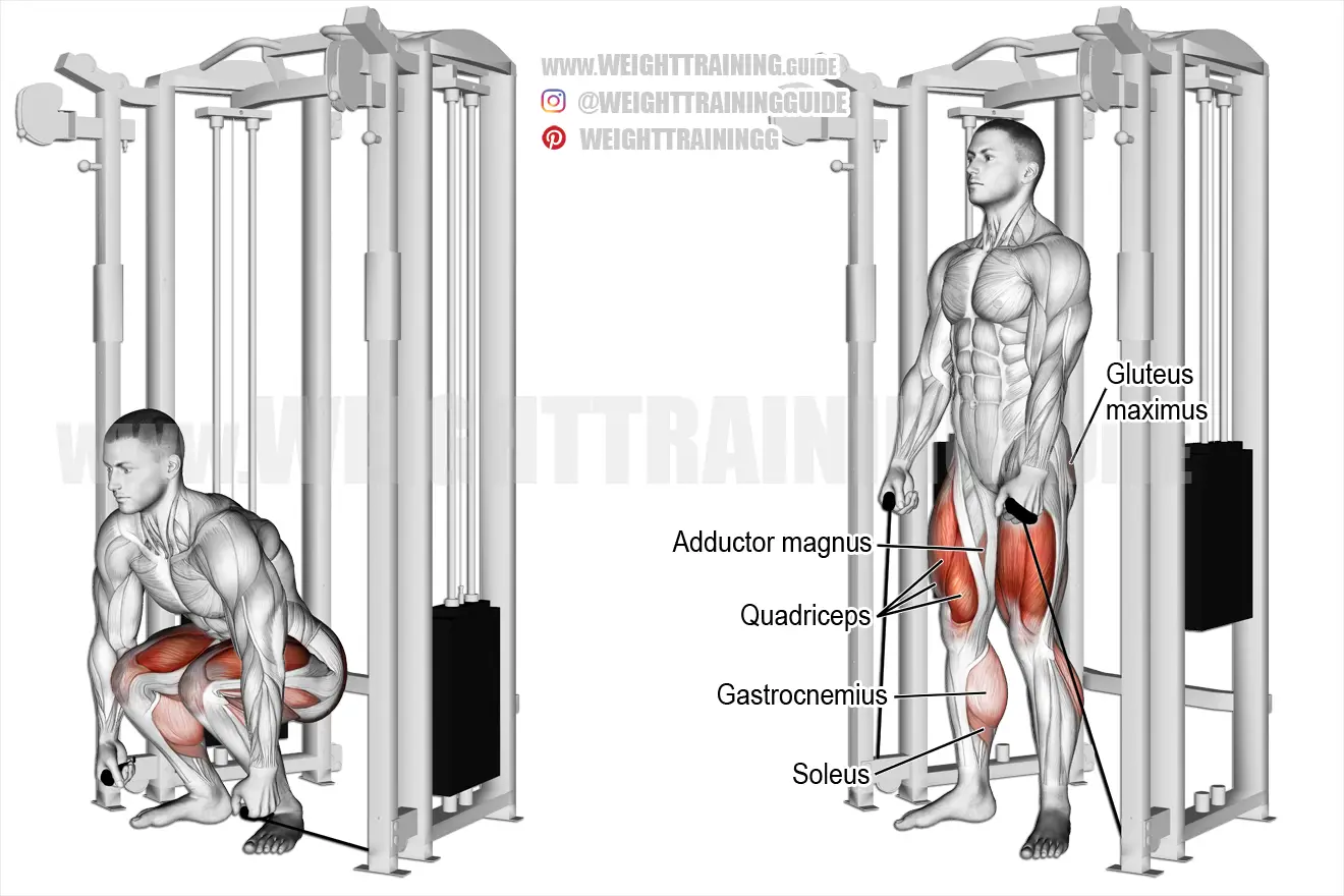 Cable squat exercise
