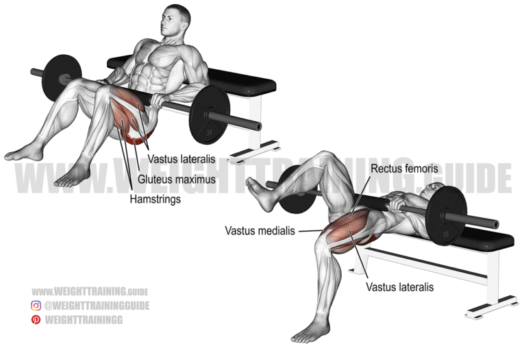 Barbell one-leg hip thrust exercise