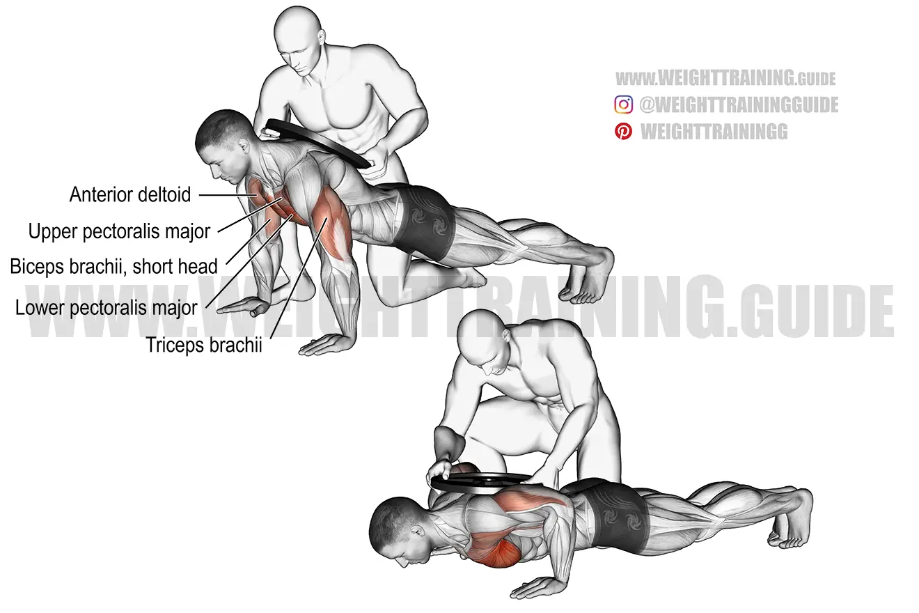 Weighted push-up exercise