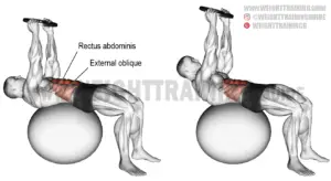 Weighted stability ball crunch exercise