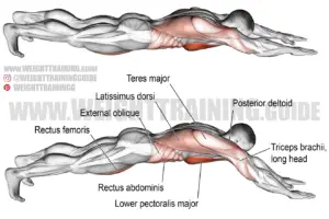 Superman push-up exercise instructions and video | Weight Training Guide