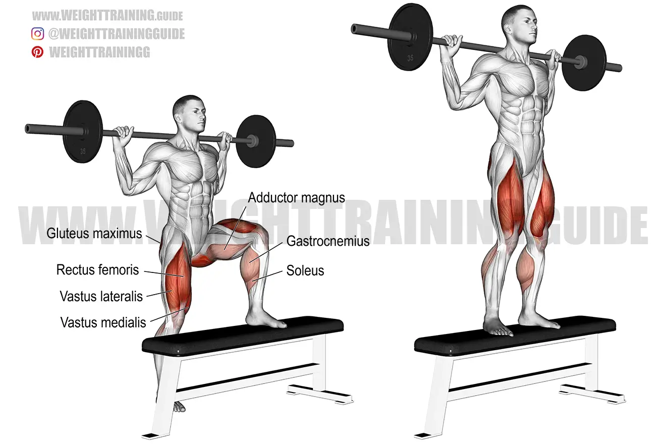 Barbell step-up exercise