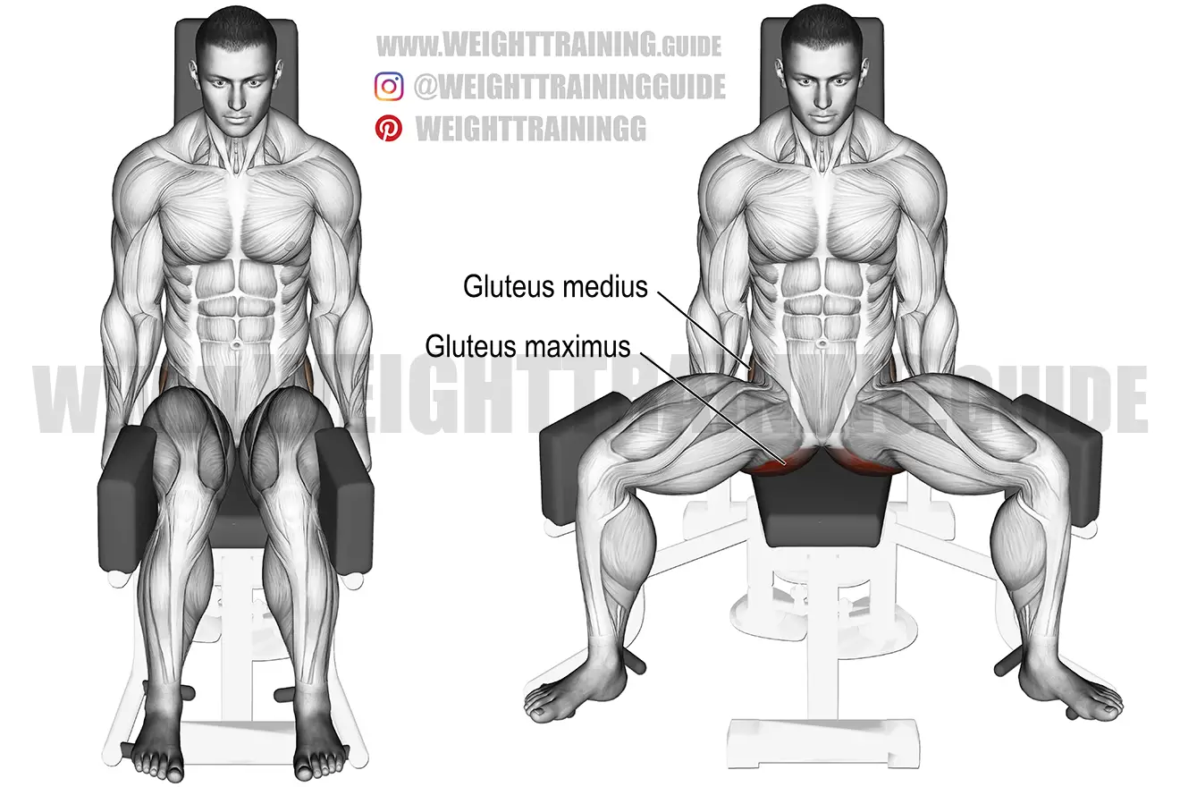 Machine seated hip abduction exercise