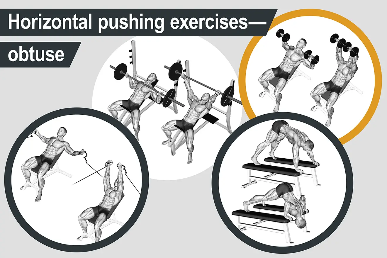 Horizontal pushing exercises - obtuse