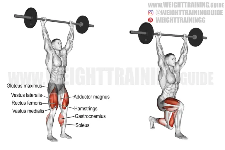 Barbell overhead lunges