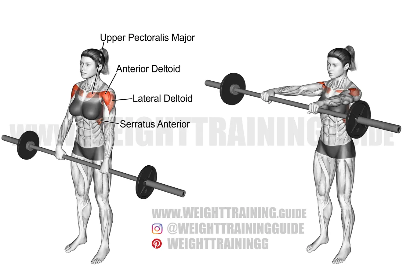 reverse barbell front raise