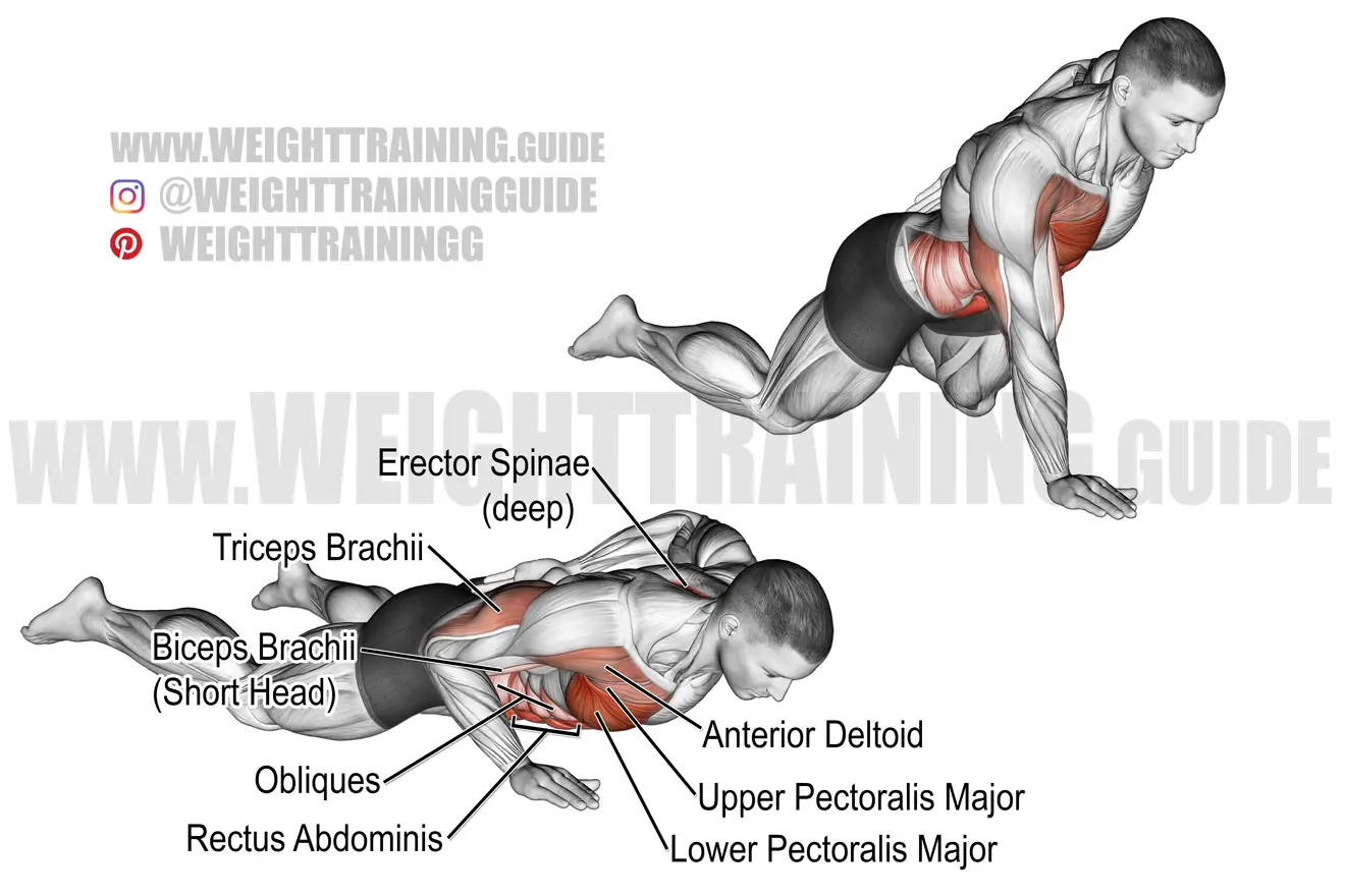 One-arm knee push-up exercise