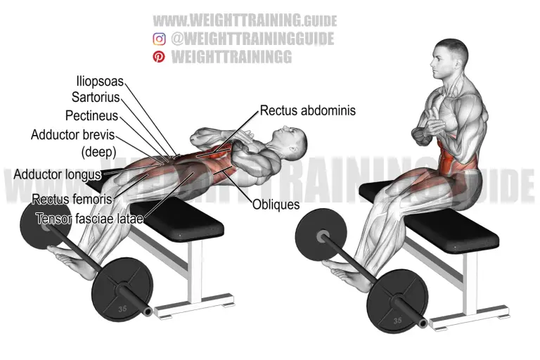 Roman chair sit-up on a flat bench
