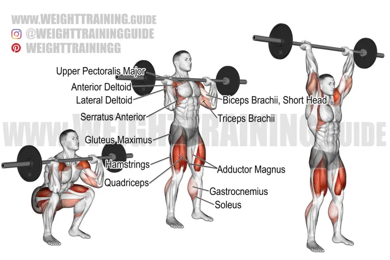 Barbell front squat to overhead press