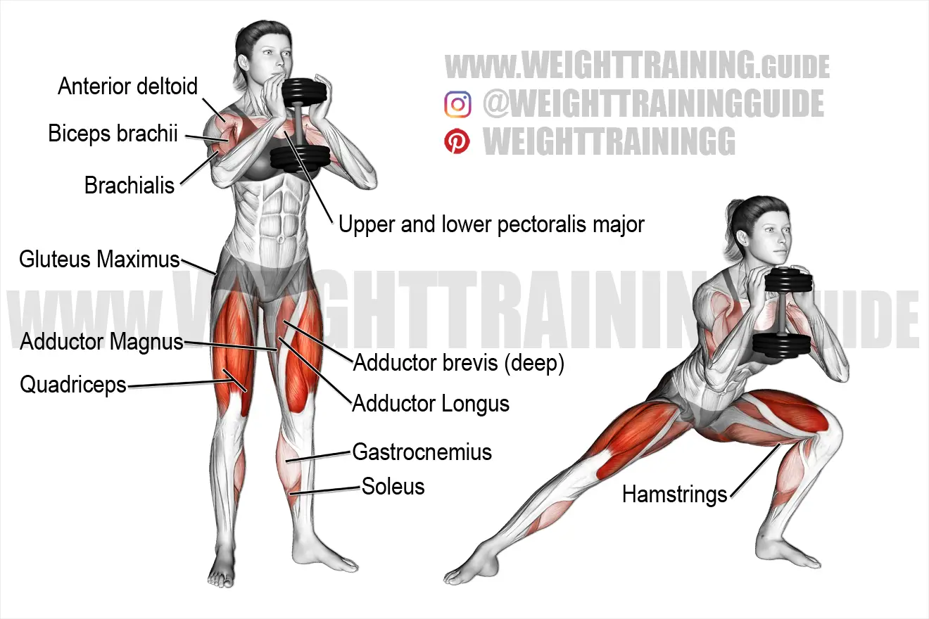 Dumbbell side lunge exercise